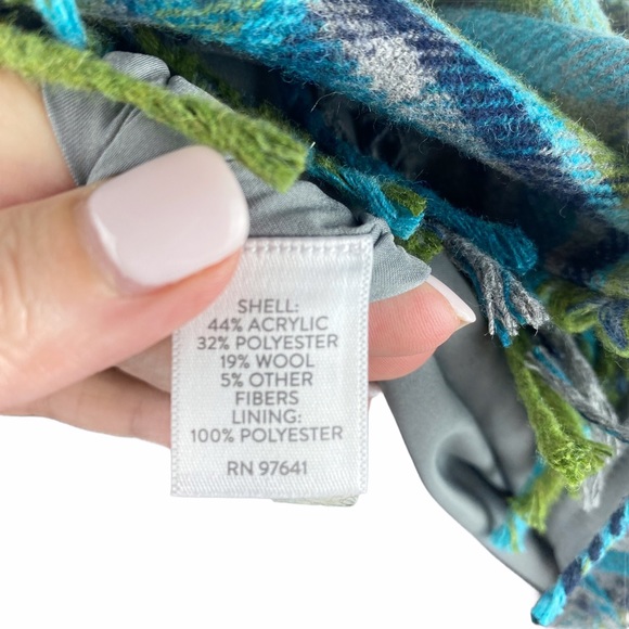 NWT J. Jill Green Blue Wool Plaid Fringe Skirt 8 - Picture 9 of 12